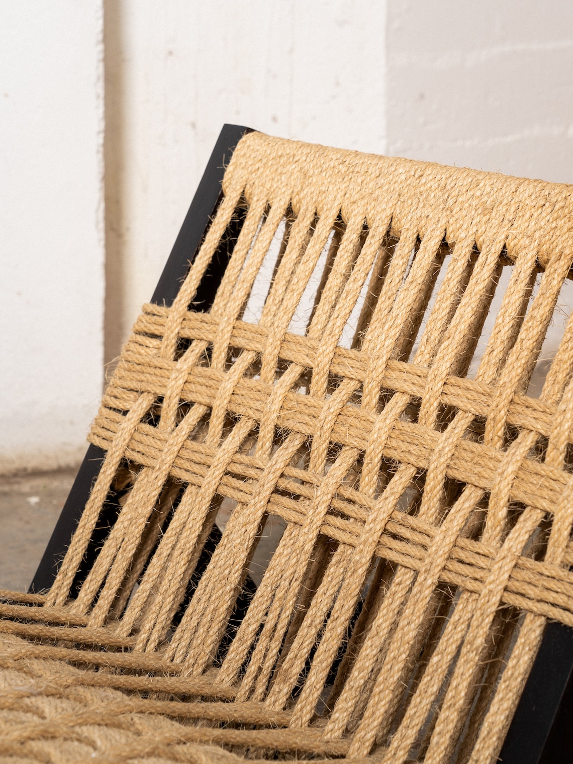 Boho Lounge Chair Woven Chair Rope Chair Black Accent Chair Woven ...