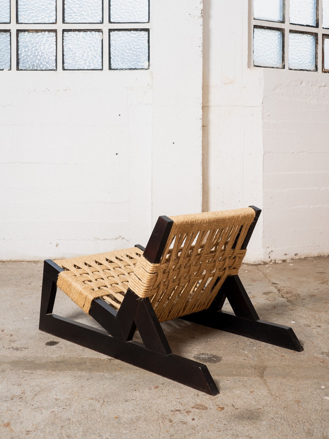 Boho Lounge Chair Woven Chair Rope Chair Black Accent Chair Woven ...