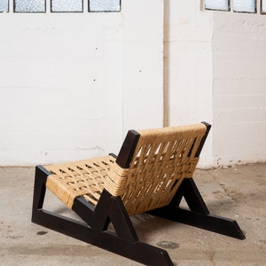 Boho Lounge Chair Woven Chair Rope Chair Black Accent Chair Woven ...