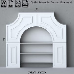 Modelli eleganti per sfondi ad arco 3D, arco quadrato 3D per esposizione prodotti, decorazioni per matrimoni, modello DXF, download digitale, file CNC