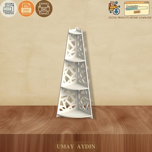 Modern Corner Wall Shelf DXF Template: CNC Plywood Furniture Plans