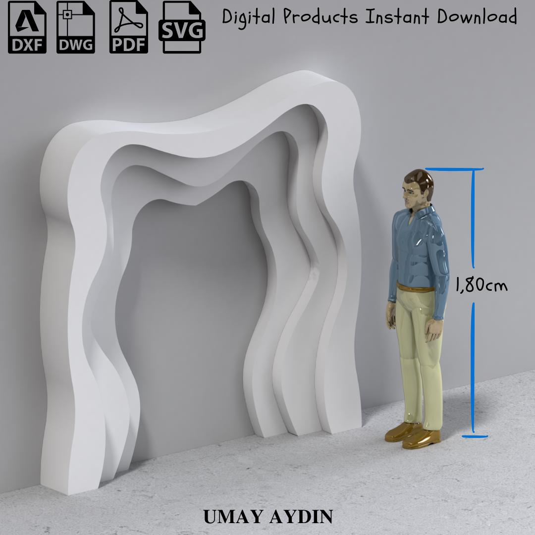 3D Wavy Wall Prop Template | 3 Layer Rainbow Arch Backdrop | CNC Ripple Arch DXF Files