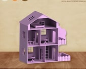 Wooden Dollhouse Kit, DIY Laser Cut Files (svg, dxf, pdf)
