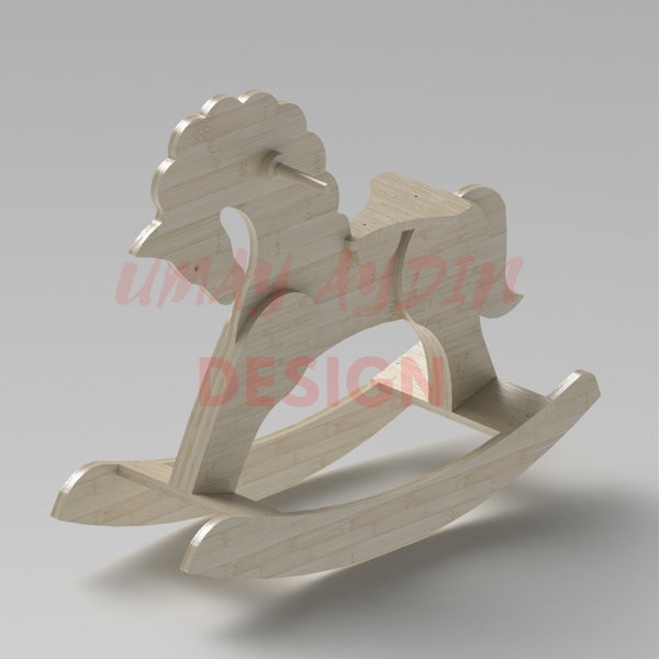 Toddler Rocking chair cnc file, chair file cnc , File for assembling a toddler's highchair cdr and dxf Laser cutting CNC - Rocking Horse -1