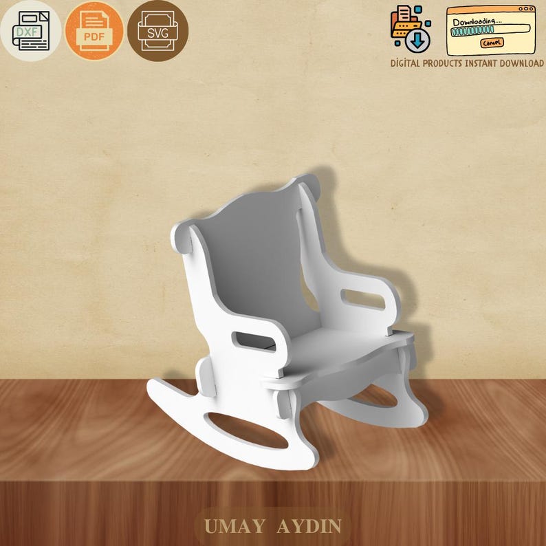 Baby Rocking Chair CNC File, Laser Cut Plan (dxf, svg, eps) image 1