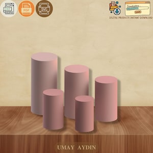 Pedestales cilíndricos (juego de 5): Decoración para fiestas y bodas - DXF, SVG, AI (descarga digital)