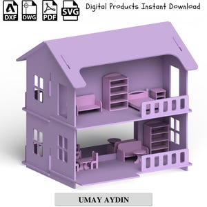 Miniature Dollhouse Laser Cut Files Bundle: SVG, DXF, Pdf for DIY Furniture and Decor Projects