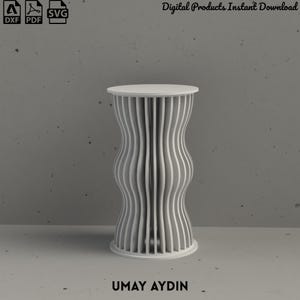 Parametric Slat Design Round Cake Pedestal - CNC DXF/SVG Template image 5