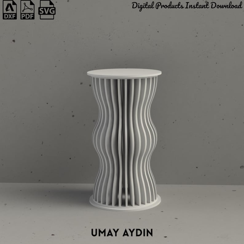 Parametric Slat Design Round Cake Pedestal - CNC DXF/SVG Template image 5