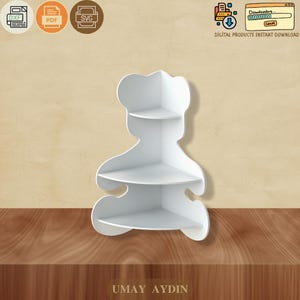 Bärenförmiges Eck-Bücherregal: CNC-Möbelplan - Kinderzimmer-Aufbewahrungsdesign - Digitale Vektordateien