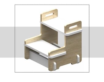 Montessori Wooden Step Stool & WC Ladder CNC File - DIY Furniture Project for Kids Bathroom, cnc plan,dxf file,eps file,file svg