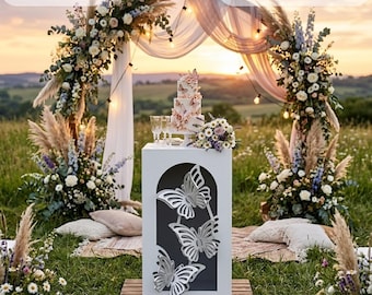 3D Butterfly Pedestal Stands | Wedding & Birthday Party Decor | CNC Dxf Template