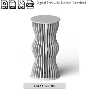 Cylinder Pedestal Stand for Party, Round Cake Pedestal CNC Template, Parametric design, slat pedestal, CNC template, Dxf-SVG plans