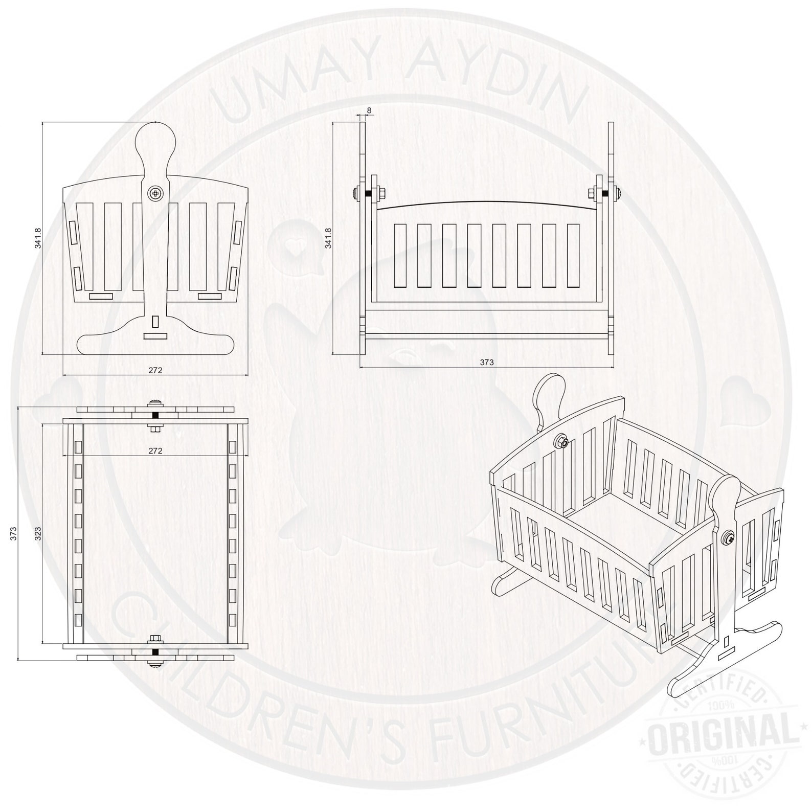 Doll Cradle, Baby Doll Cradle, Little Toy Cradle Vector File, Plywood