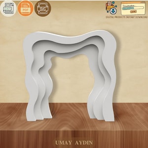 Plantilla CNC de arco arcoíris 3D / Archivos DXF de arco ondulado de 3 capas