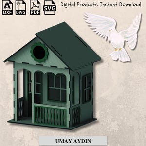 Modern Birdhouse Design Bundle - Laser Cut & CNC Ready Files - Laser Cut Birdhouse Bundle,file laser,laser cut,cnc plan,dxf file,file svg