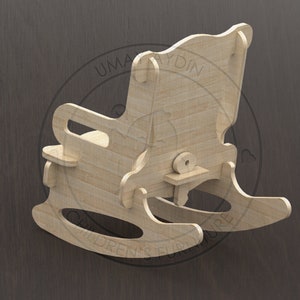 May include: A wooden rocking chair with a high back and a footrest. The chair is made of light-colored wood and has a simple design.