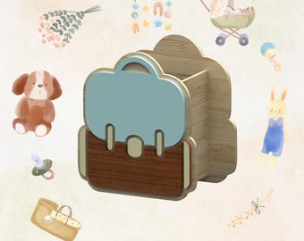 Laser-Cut School Bag Pencil Holder: Desk Organizer (Digital Files)