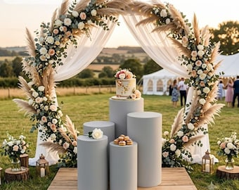 Cylinder Pedestal Stands (Set of 5): Party & Wedding Decor - DXF, SVG, AI (Digital Download)
