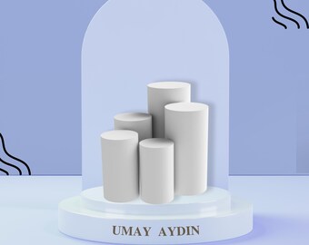 Soportes cilíndricos con pedestal (juego de 5): decoración para fiestas y bodas - DXF, SVG, AI (descarga digital)