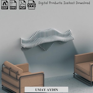 Parametric Wavy Wooden Wall Mounted Shelf - Parametric Shelf, Fancy Design, wall decor, Living room and office decorations