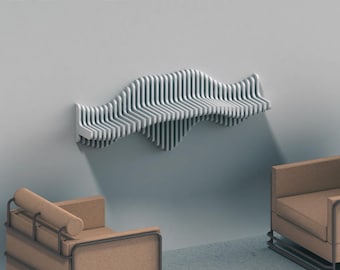 Parametric Wavy Wooden Wall Mounted Shelf - Parametric Shelf, Fancy Design, wall decor, Living room and office decorations