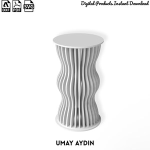 Parametric Slat Design Round Cake Pedestal - CNC DXF/SVG Template image 7