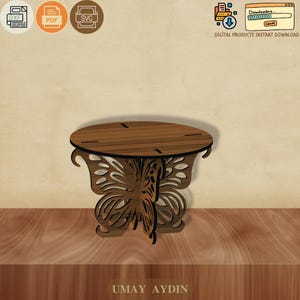 Laser Cut Flower Pot Holder Set: 3D Plant Stand CNC Plan (DXF, SVG)