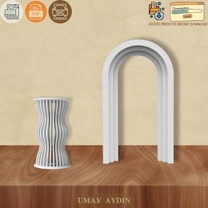 Parametric Slat Design Round Cake Pedestal - CNC DXF/SVG Template image 3