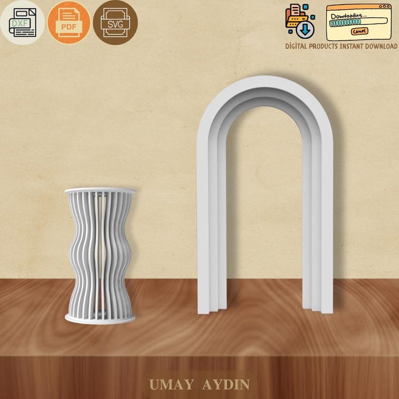 Parametric Slat Design Round Cake Pedestal - CNC DXF/SVG Template image 3