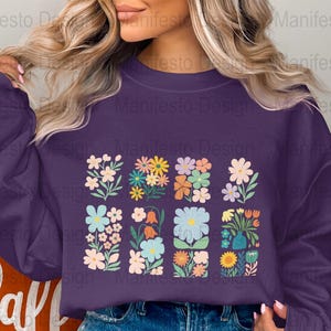 Digital Flower Clipart PNG, Floral Digital Download, Colorful Flower Graphics, Flower Illustration, Spring Flower Designs, Flower Art Prints