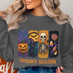 Spooky Season Digital Download PNG, Halloween Design, Pumpkin, Black Cat, Skeleton, Candy, Spooky, Trick Or Treat, Digital Art
