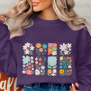 Colorful Flowers Digital Download PNG, Floral Clipart, Flower Graphics, Springtime Design, Printable Art, Commercial Use License