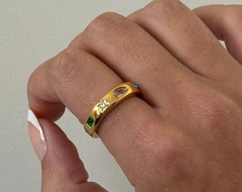 Gold Minimalist Ring, gemstone ring, gifts for her, rings for women, gold filled ring, gold rings for women, stackable rings, unique rings