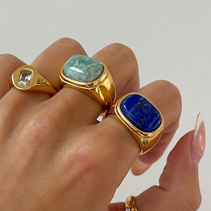 Gemstone Ring, chunky gold rings, statement ring irregular chunky gemstone ring, thick agate ring, gold filled ring, chunky gold band agate