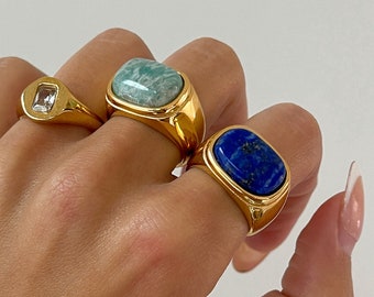 Edelstein Ring, dicker Goldring, Statement Ring, dicker Achat Ring, dicker Achat Ring, Gold Ring, Bandring Achat dick