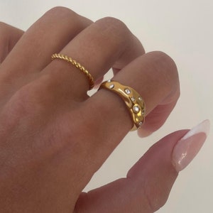 Gold Ring, Gold Ring, Handgemachter Goldring für Frauen, Geschenk für Sie, Croissant Ring, Handgemachter Goldring, Steampunk Ring