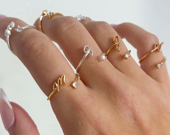 Personalized bridesmaid gifts, adjustable initial rings, custom gift initial ring, bridesmaid proposal, bridesmaid ring, adjustable ring