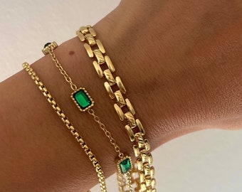Gold Stacking Bracelet - Gina, gold bracelet, gold stacking bracelet, geometric bracelet, gold belt chain bracelet, unique bracelet gold