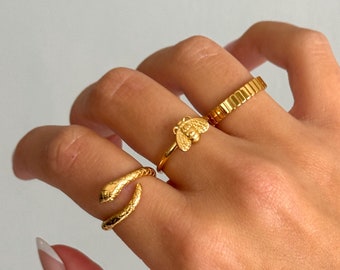 Anillo de oro fino, Anillo de oro delicado, Anillo minimalista apilable, Anillo relleno de oro, Anillos de oro para ella Anillo de oro simple Anillo midi, Banda de anillo fino