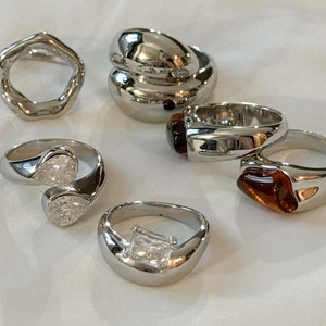 Joyas de plata, anillos de plata, conjunto de anillos minimalistas, anillo de plata vintage, anillos de plata llamativos para mujer, regalo de anillo apilable de plata delicado