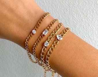 Bridesmaid bracelet, personalized bridesmaid gift, bracelet for women, minimalist wedding jewelry, bridal party gift box, maid of honor gem