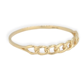 14k gold solid gold chain link ring stackable dainty promise ring valentines gift gold chain ring solid gold ring stack ring solid 14k