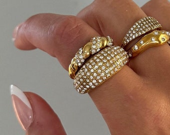 Gold Dome Ring, minimalist gold ring, chunky statement ring, wide band dome ring, gold dome thick, statement ring for women bold chunky ring