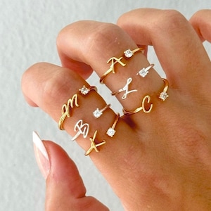 Regalos personalizados, anillos con letras para novias, anillos de regalo grupales para mujeres, caja de regalo para damas de honor, anillos con iniciales, regalos ajustables, regalo único