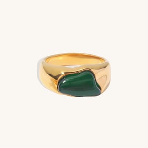 green agate ring, 18k stainless steel agate ring