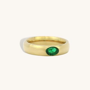 Emerald Dome Ring, emerald band ring, gemstone dome ring, gold dome ring, dainty dome ring, gold dome ring, minimalist ring, may birthstone