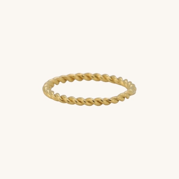 Gold Stack Twist Ring - gold stack ring twisted braid ring, dainty stack ring, gold thin twist dainty stack ring set, rope ring gold stack