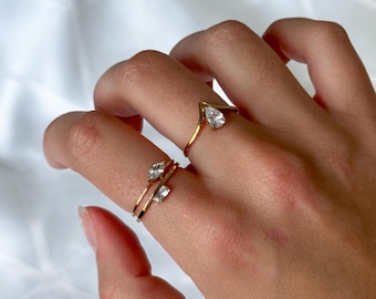 Anillo dorado delicado, anillo dorado fino, regalo para ella, anillo apilable, anillo minimalista, anillo dorado fino para mujer, anillo de promesa apilable, banda dorada