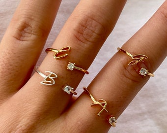 Bridesmaid gifts jewelry, personalized gifts jewelry, tie the knot bridesmaids proposal, initial letter rings, bridal party gift for her box